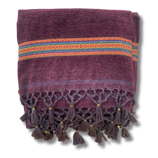 Luxurious Handwoven Maroon Shawl with Geometric Accents