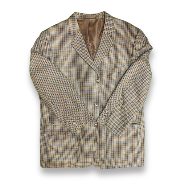 Classic Beige Checkered Suit Coat